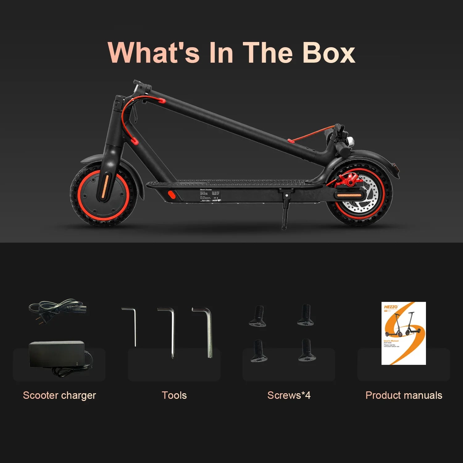 HEZZO HS-04 Pro Electric Scooter for Adults – 350W Motor, 36V 10.4Ah Battery, 8.5" Tires, 25-Mile Range, Folding Commuter E-Scooter with APP Control
