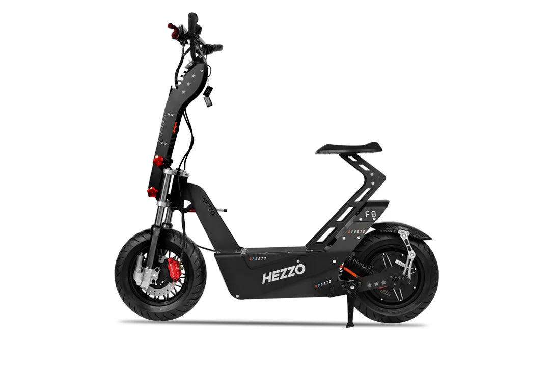 HEZZO F8 Dual Motor Off-Road Electric Scooter with Seat – 10000W Peak, 72V 50Ah Battery, Full Hydraulic Suspension