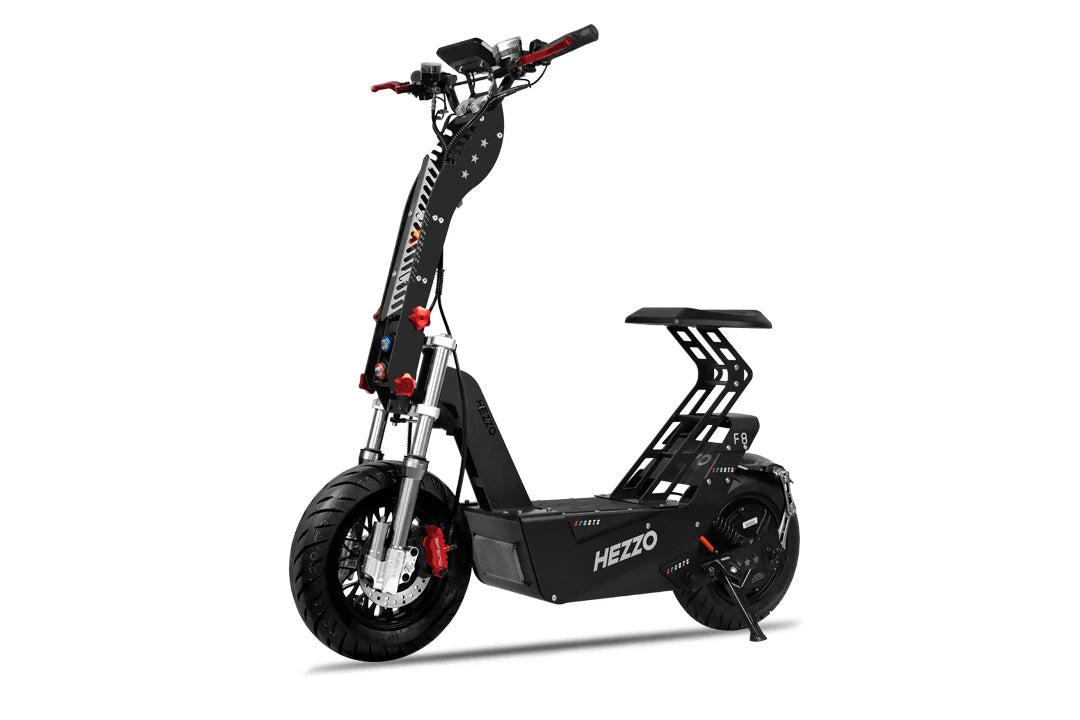 HEZZO F8 Dual Motor Off-Road Electric Scooter with Seat – 10000W Peak, 72V 50Ah Battery, Full Hydraulic Suspension