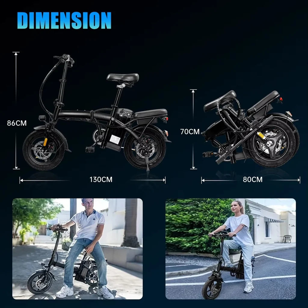 MaxxFun V8 Folding Electric Bike for Adults – 500W Motor, 48V 15Ah Battery, 20"×4.0" Fat Tire, Long Range Commuter Ebike
